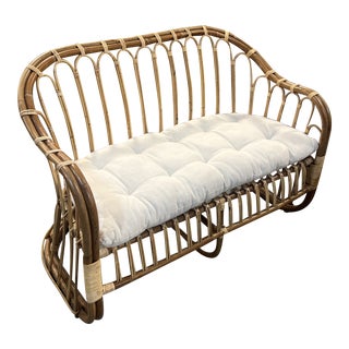 Boho Chic Rattan Loveseat For Sale
