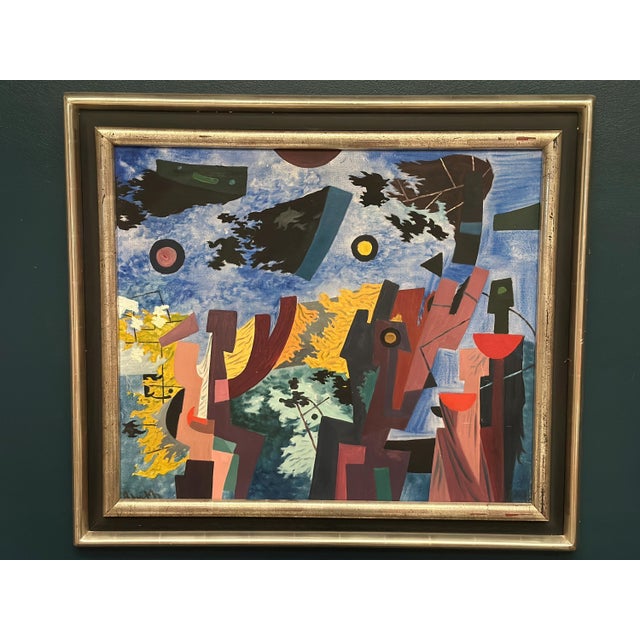 Manfred Bluth, Abstract Composition, 1950s, Acrylic Painting on Canvas, Framed For Sale - Image 14 of 17