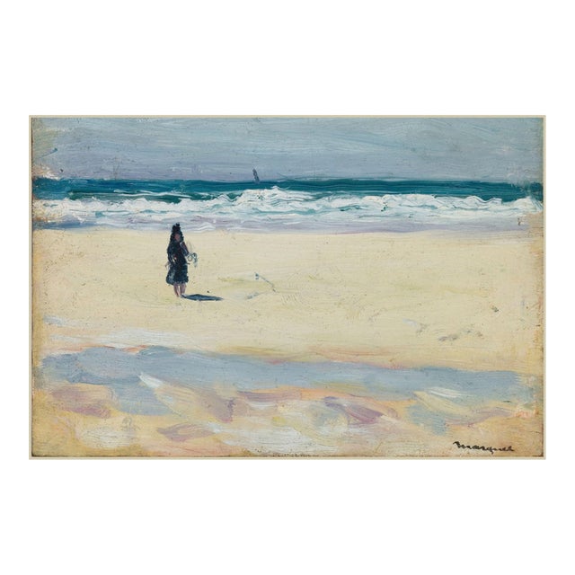 Neutral Vintage Beach Art Print - Coastal Painting by Albert Marquet, 36" X 24" For Sale