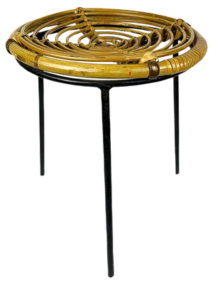 Vintage Bamboo Metal Stool, Italy, 1950s