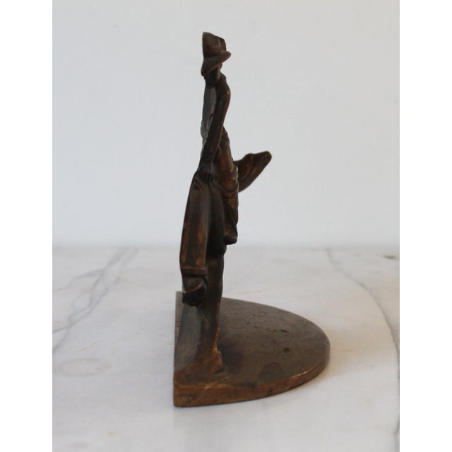1940s Vintage Russwood Solid Bronze Cowboy Riding Horse Bookend For Sale - Image 5 of 9