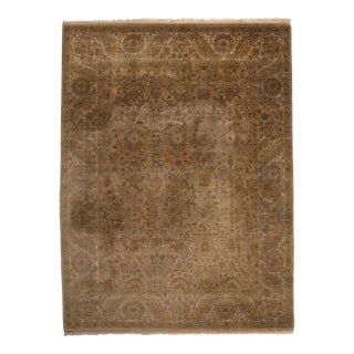 Vintage Earth-Tone Brown Indian Tabriz Rug, 09'03 X 12'03 For Sale