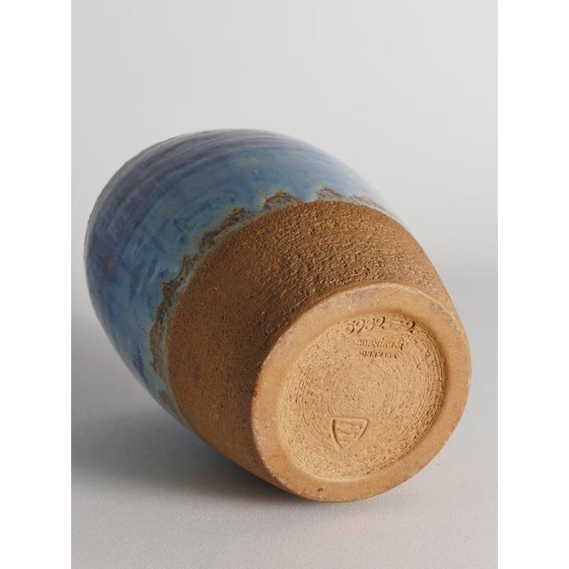 Blue Glazed Studio Pottery Vase by Michael Andersen & Son for Bornholm, Denmark, 1960s For Sale - Image 10 of 13