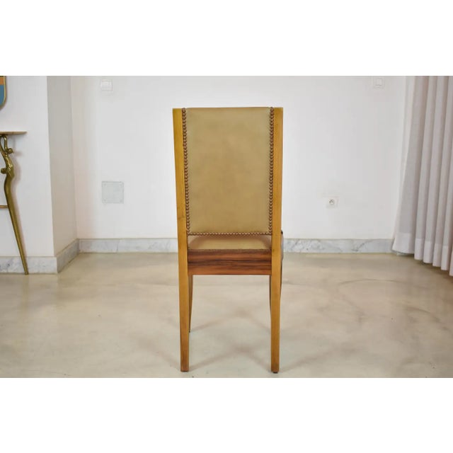 Extendable Dining Table and Set of 8 Walnut & Leather Chairs by André Sornay, France, 1930s For Sale - Image 10 of 17