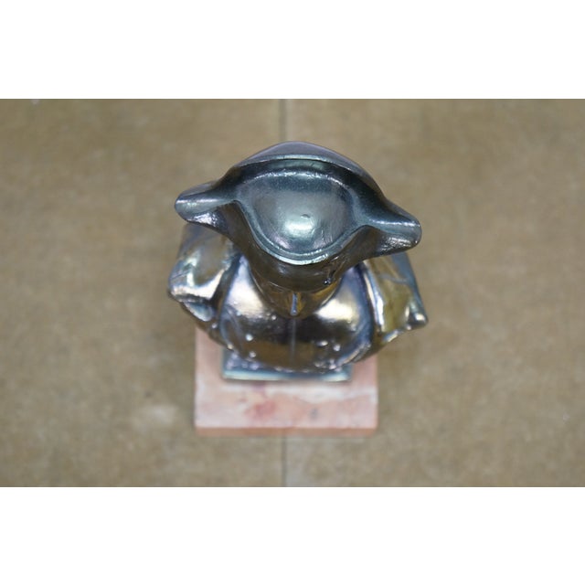 Cast Spelter Metal Bust of Napoleon Library Statue Paperweight Marble Base 7" For Sale - Image 10 of 12
