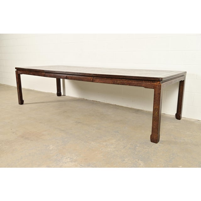 John Widdicomb Mario Buatta for John Widdicomb Hollywood Regency Chinoiserie Faux Tortoise Shell Extension Dining Table, Circa 1970s For Sale - Image 4 of 16