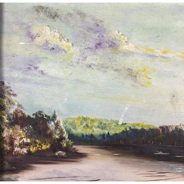 1951 MCM Oak Frame Oil Painting For Sale In Portland, ME - Image 6 of 13