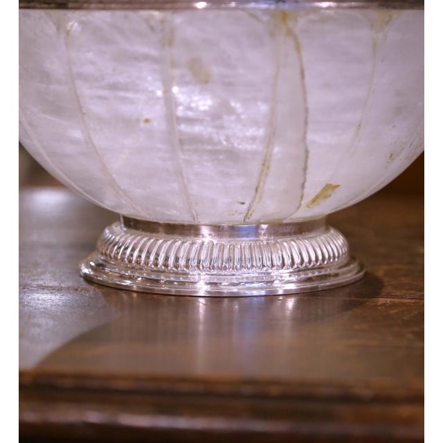 Neoclassical Mid-Century Silver-Mounted Carved Rock Crystal Center Table Bowl or Vide-Poche For Sale - Image 3 of 7