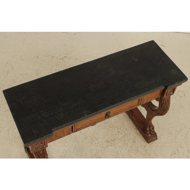 Brown Marble Top Empire Style 1 Drawer Petticoat Console Table For Sale - Image 8 of 13