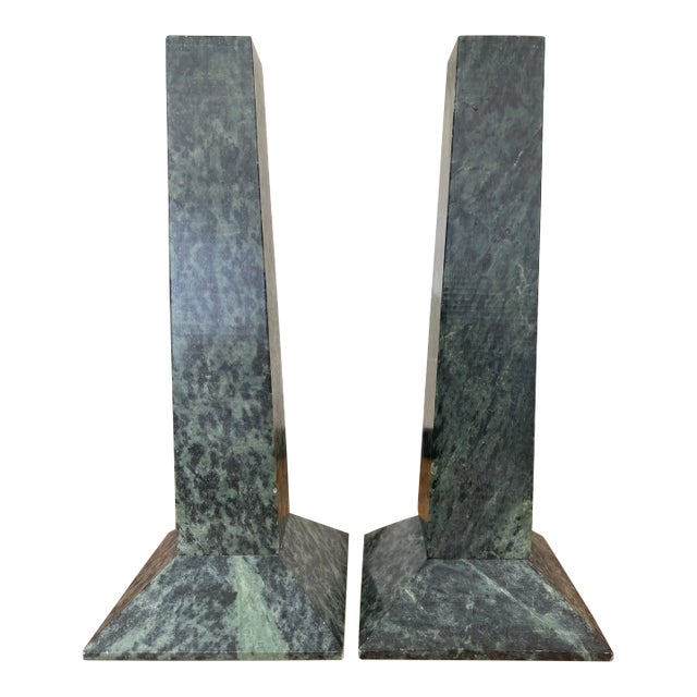 Green Marble Candle Holders a Pair Chairish