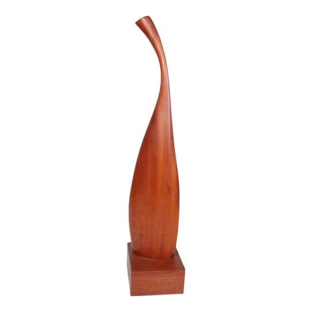 Organic Mid Century Wood Sculpture Marked Dinero For Sale
