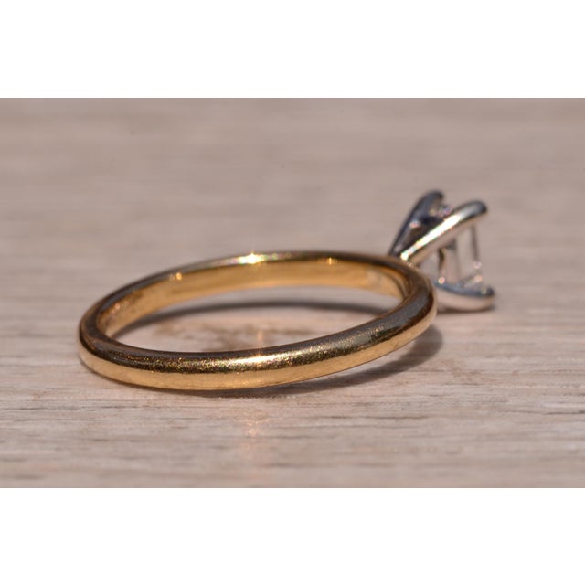 Gold The Penn Drive: Solitaire Engagement Ring with Natural Emerald Cut Diamond For Sale - Image 8 of 12