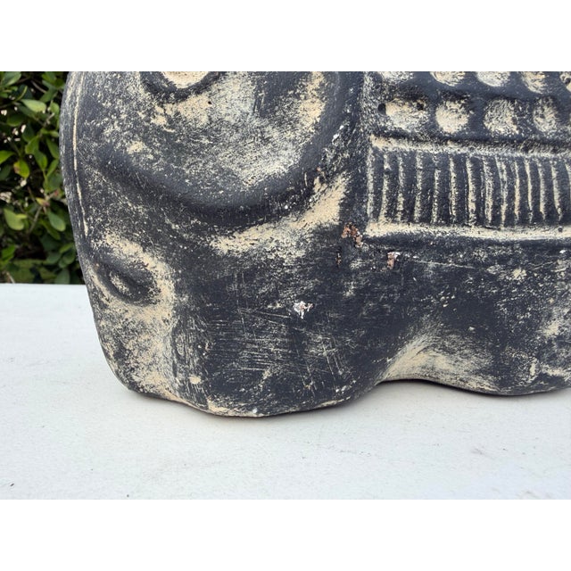 Vintage Brutalist Blackwashed Terracotta Elephant Sculptures – Graduated Pair For Sale - Image 12 of 12