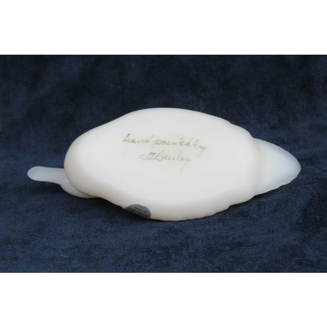 Fenton Satin Glass Hand Painted Poinsettia Duck Christmas For Sale In Miami - Image 6 of 13