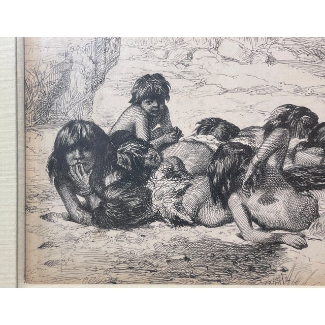 1910s Antique Jean Leon Gerome Ferris 1863-1930 Pen Ink Drawing Sketch Indian Children For Sale - Image 5 of 15