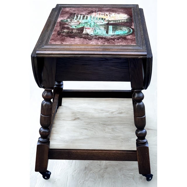 Mid-Century Jacobean Style Swedish Drop Leaf Side Table For Sale - Image 4 of 14