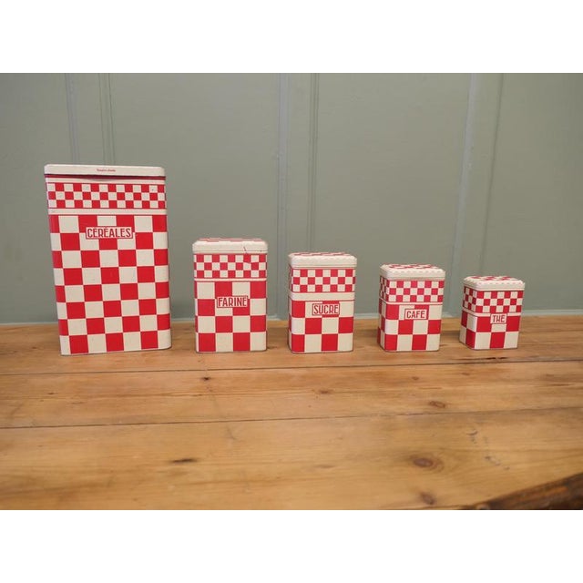 French Food Canisters in Enamel, 1960s, Set of 5 For Sale - Image 6 of 8
