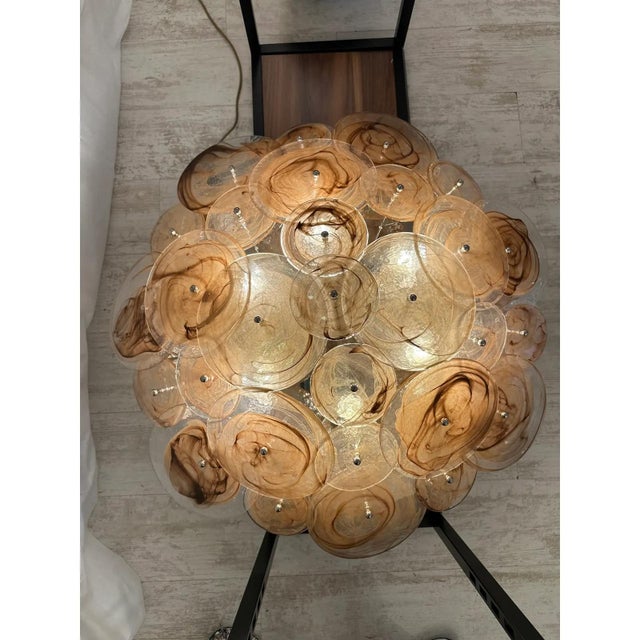 Venied-Brown Disks Murano Glass Flush Mount by Simoeng For Sale - Image 6 of 12
