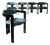 Pamplona Dining Chairs and Table in Petrol Leather by Augusto Savini for Pozzi, Italy, 1970, Set of 7 For Sale