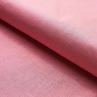 Sample - Schumacher Lange Glazed Linen Fabric in Pink For Sale