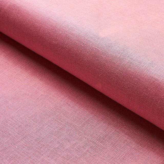 Sample - Schumacher Lange Glazed Linen Fabric in Pink For Sale
