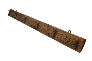 Antique Wood Handcarved Wall Coat Rack, 1890s