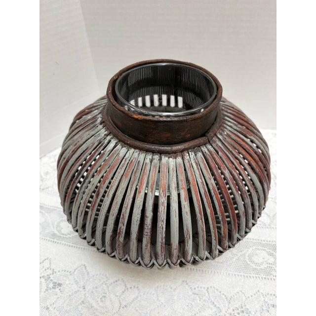 Farmhouse Vintage Rustic Round Wood Candleholder or Plant Vessel For Sale - Image 3 of 10