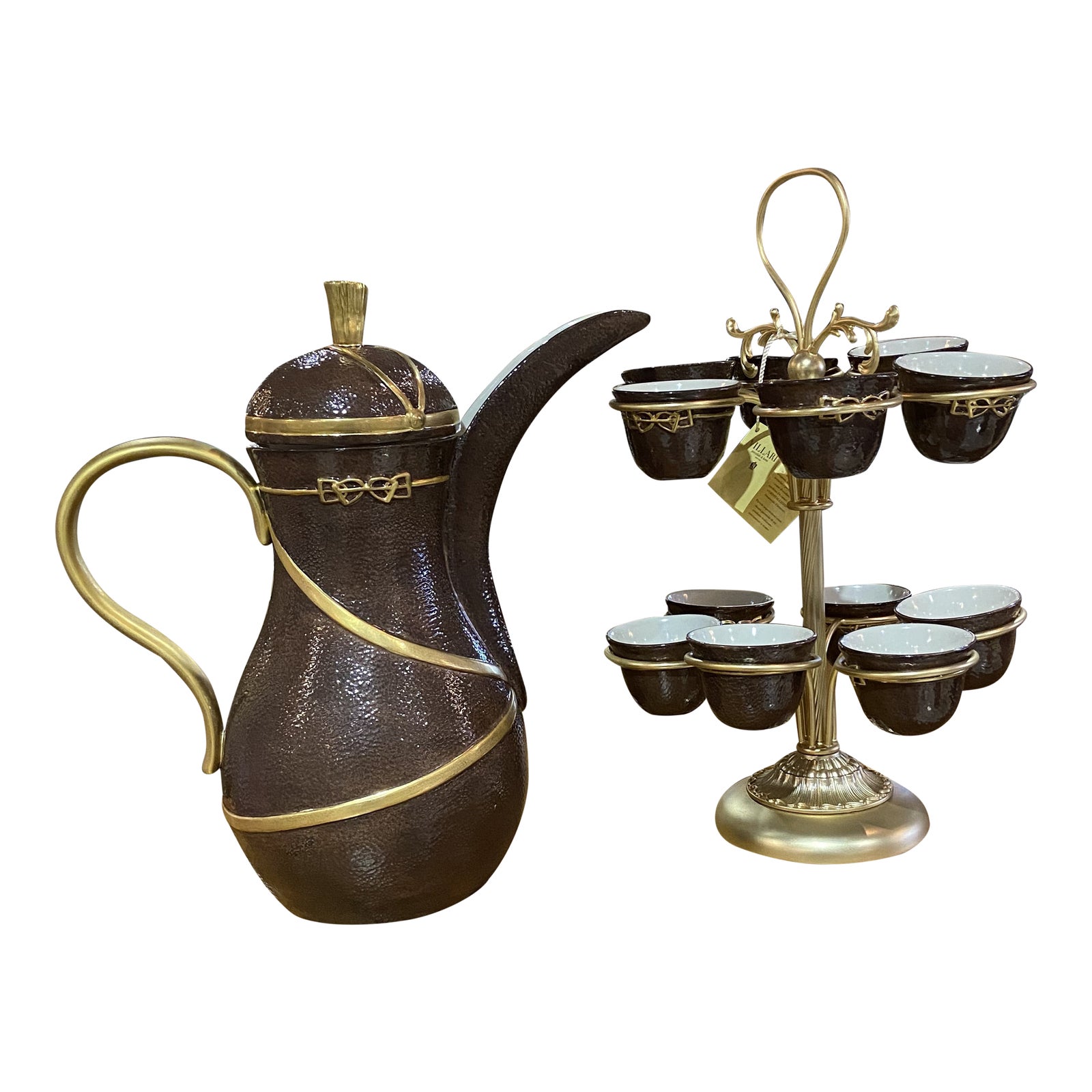 Early 21st Century Villari Brown Porcelain Arabic Coffee Cup Holder