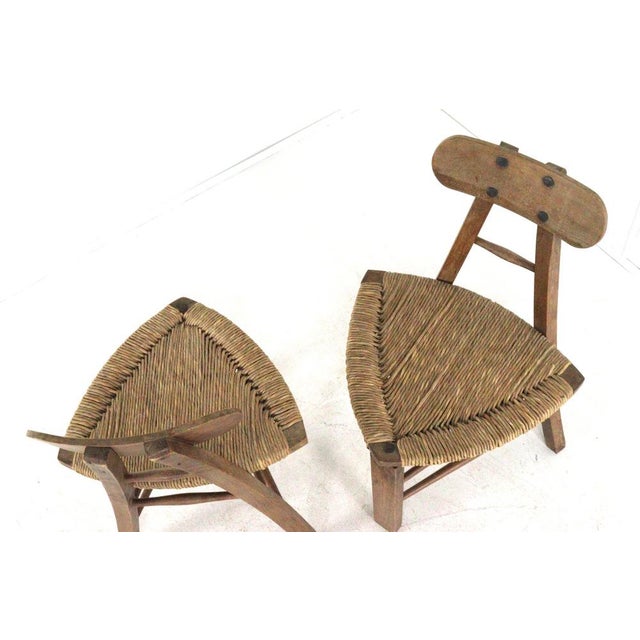 Brutalist Tripod Chairs, Set of 2 For Sale - Image 6 of 18