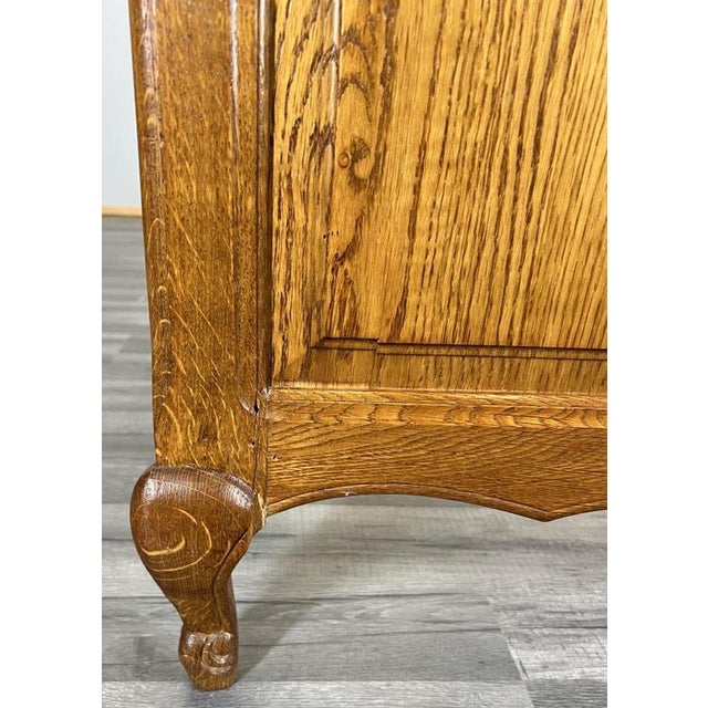 Wood Vintage French Louis XVI Style Oak Single Bed Frame with Carved Headboard For Sale - Image 7 of 13