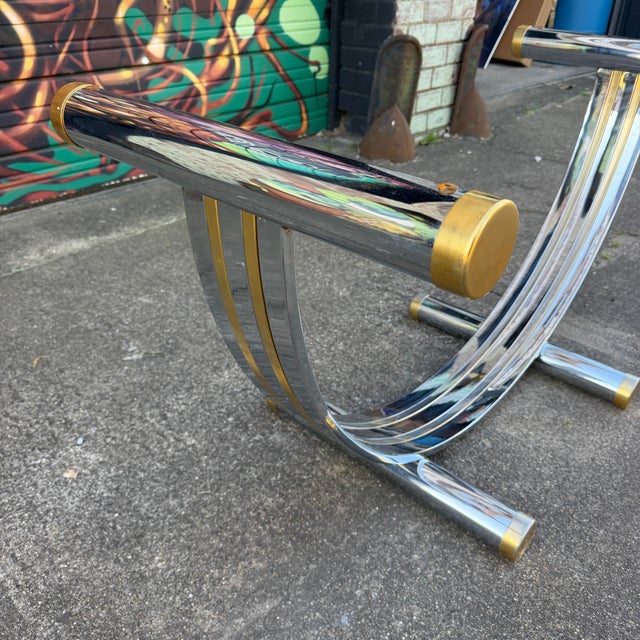 Romeo Rega Chrome & Brass Dining Table Base For Sale In Cleveland - Image 6 of 12