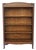 Victorian Antique Mission Quarter Sawn Tiger Oak Narrow Open Bookcase With Birdseye Maple Back, c.1900 For Sale - Image 3 of 18