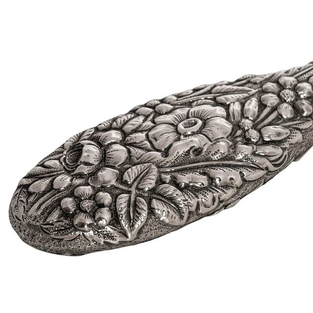 Antique Sterling Silver Perfume Scent Engraved Repousse Bottle Flask London 1873 For Sale - Image 10 of 11