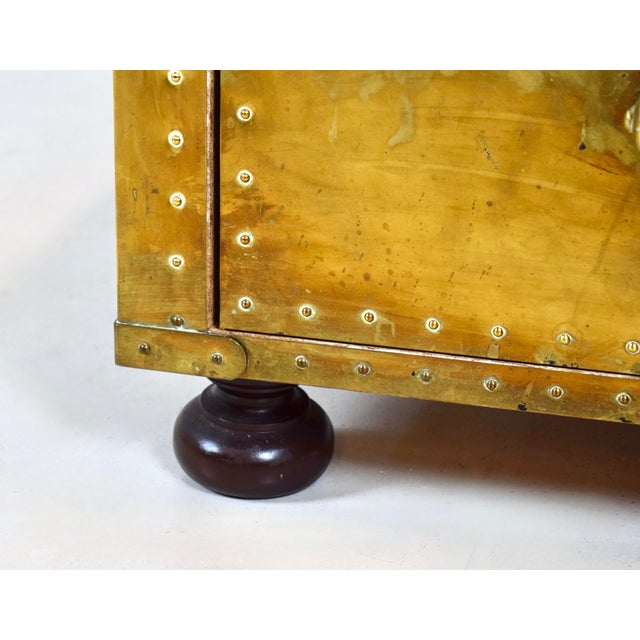 Serried Spain Brass Clad Chest, Nightstand, 1970's For Sale - Image 10 of 14