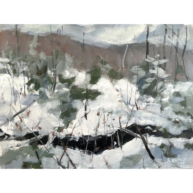 A snow-scape in the heart of Vermont. Loose brushwork and a limited palette add to the changing of the season, fall to...