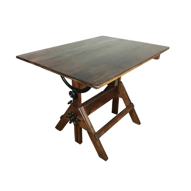 Vintage 1920s Cast Iron Hardware, Solid Maple and Pine Drafting Table Chairish