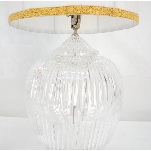 Metal Pair of Large 14" Diameter Cut Glass Urn Vase Shape Table Lamps Stunning MINT For Sale - Image 7 of 10