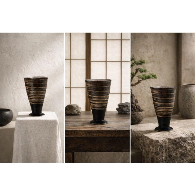 Sculptural Late-Century Japanese Studio Pottery Vase – Signed Wabi Sabi For Sale - Image 10 of 10