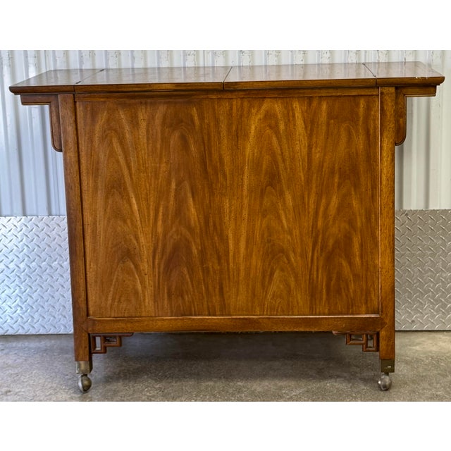 Vintage Century Furniture Hollywood Regency Ming Flip Top Server Cart For Sale In New York - Image 6 of 10