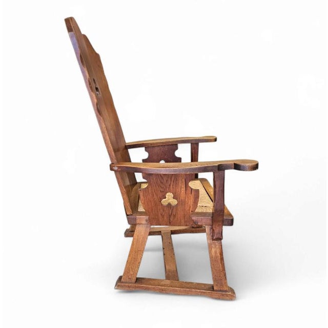 Monastery High Back Rush Seat Armchair, 1950s For Sale - Image 3 of 16