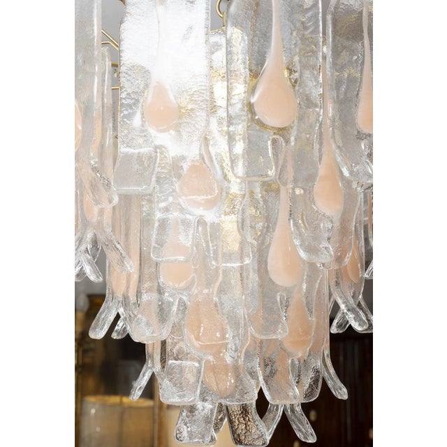 Mid-Century Modern Murano Glass “Tronchi” Chandelier With Peachy Pink Inclusions For Sale - Image 3 of 6