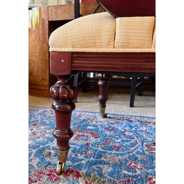 Yellow 1990s Greystone Mahogany Reproduction English Library Chair For Sale - Image 8 of 12