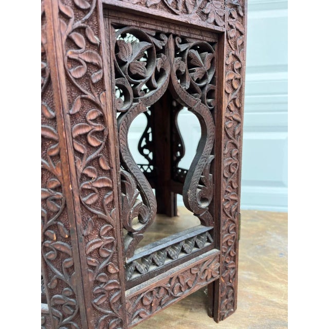 Antique Hand Carved Moorish Style Octagon Side Table Tabouret This octagonal hardwood Tabouret is hand carved with leaf...