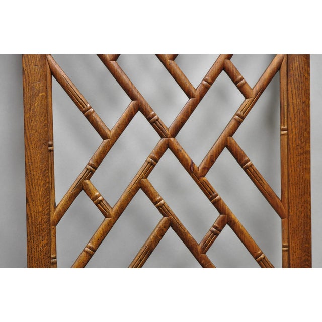 Vintage Hollywood Regency Faux Bamboo Lattice Dining Chair by Century - Set of 4 For Sale - Image 11 of 15