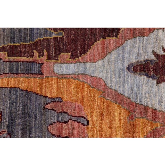 10x14 Modern Bidjar Style Abstract Floral Wool Area Rug in Slate & Burnt Orange For Sale - Image 10 of 11