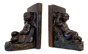 American Art Deco Ronson Art Metal Works Bookends - a Pair
