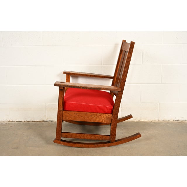 L. & J. G. Stickley Antique Mission Oak Arts & Crafts Rocking Chair, Circa 1910 For Sale - Image 10 of 13