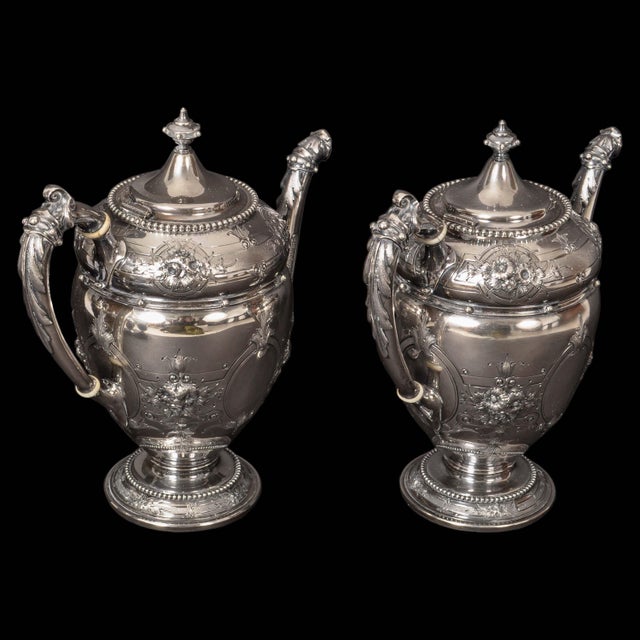 Silver Antique American Gorham Coin Silver Mary Todd Lincoln Tea & Coffee Service, 1861 - 7 Pieces For Sale - Image 8 of 12