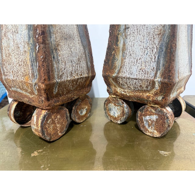 Dark Gray Pair, Vintage Distressed Tole Obelisk Form Sculptures For Sale - Image 8 of 8