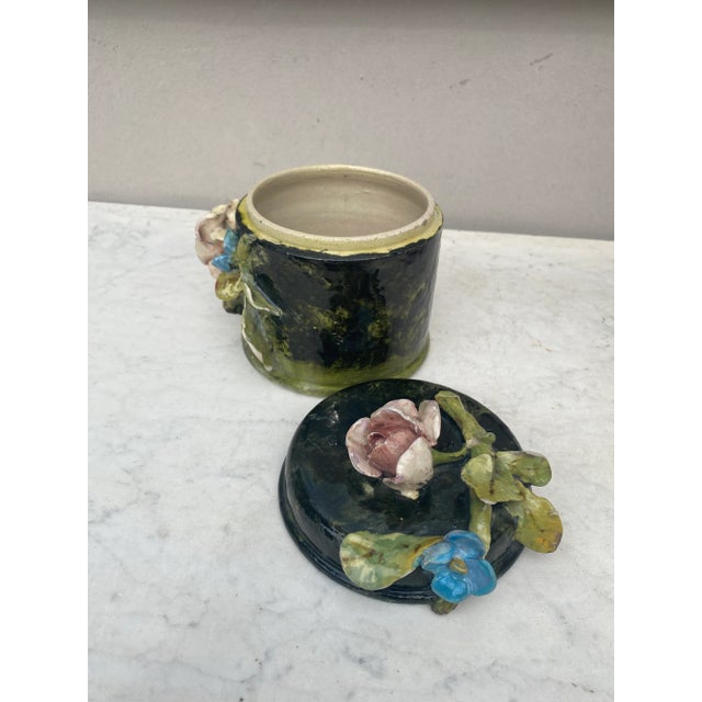 Late 19th Century 19th Century Majolica Impressionist Flowers Box For Sale - Image 5 of 6